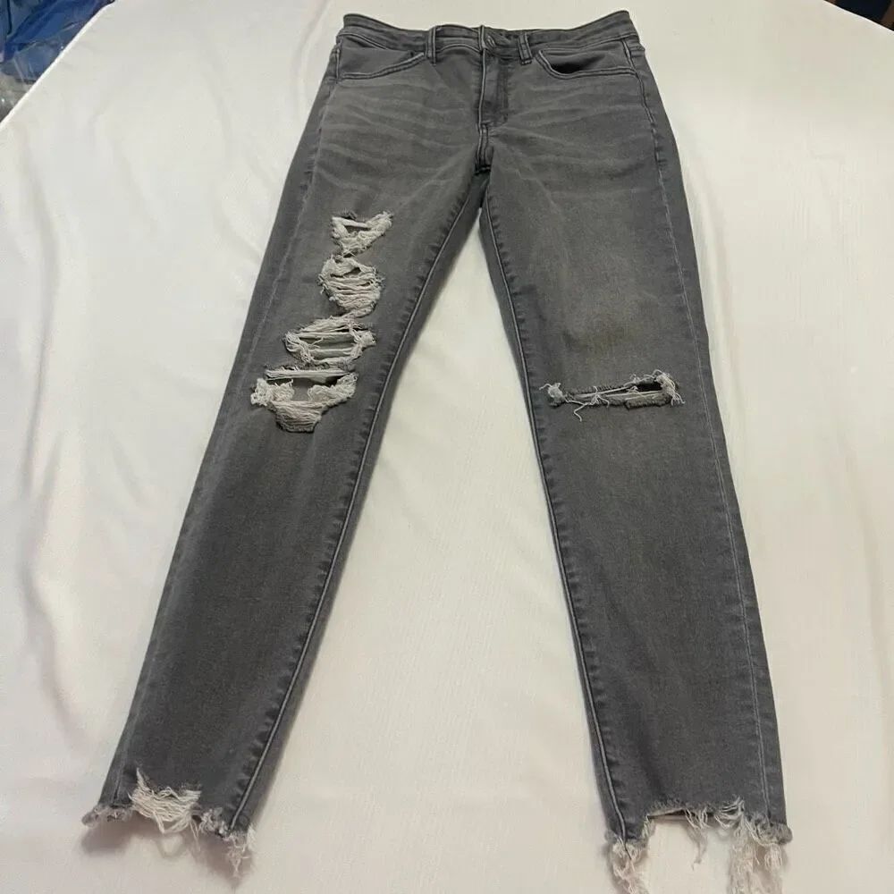 American Eagle Super Hi Rise Jegging Grey Jeans Size 6 Regular